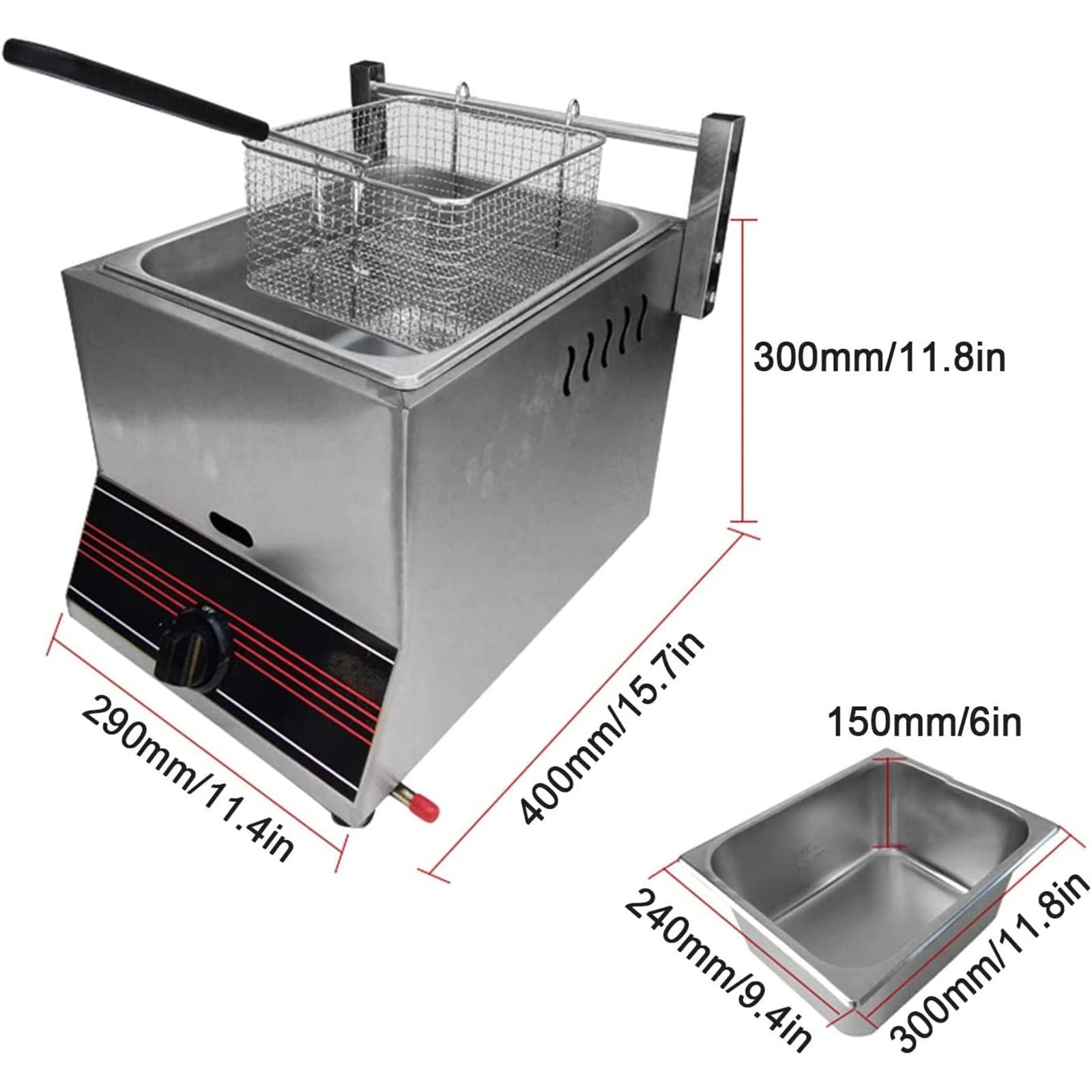 Amazon.co.jp: バスケットと蓋付き業務用ガスディープフライヤー 6L